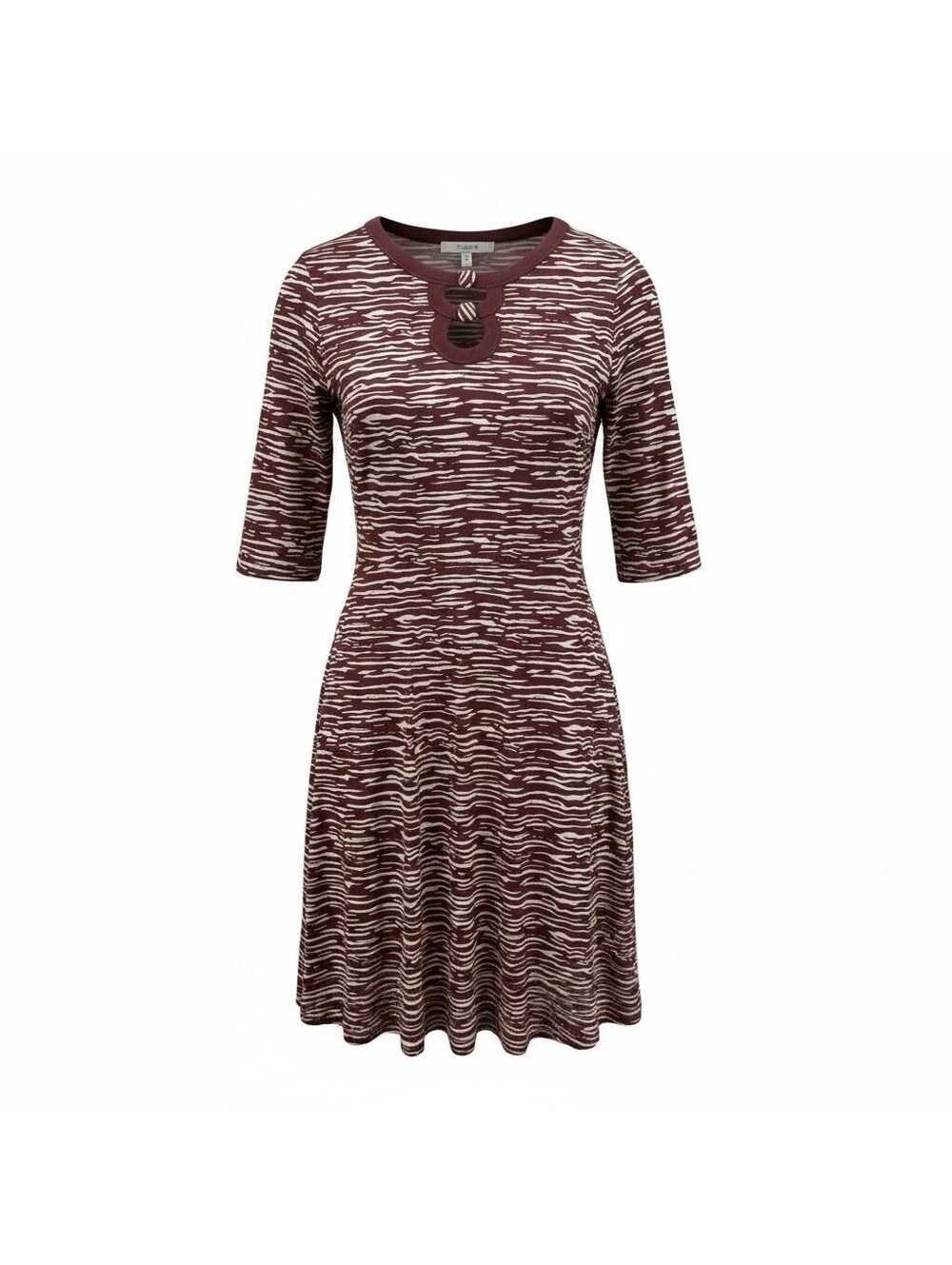 Vertigo Paris Size M NWT Raisin Brown Print Knit Dress Cutout Half Sleeve Travel